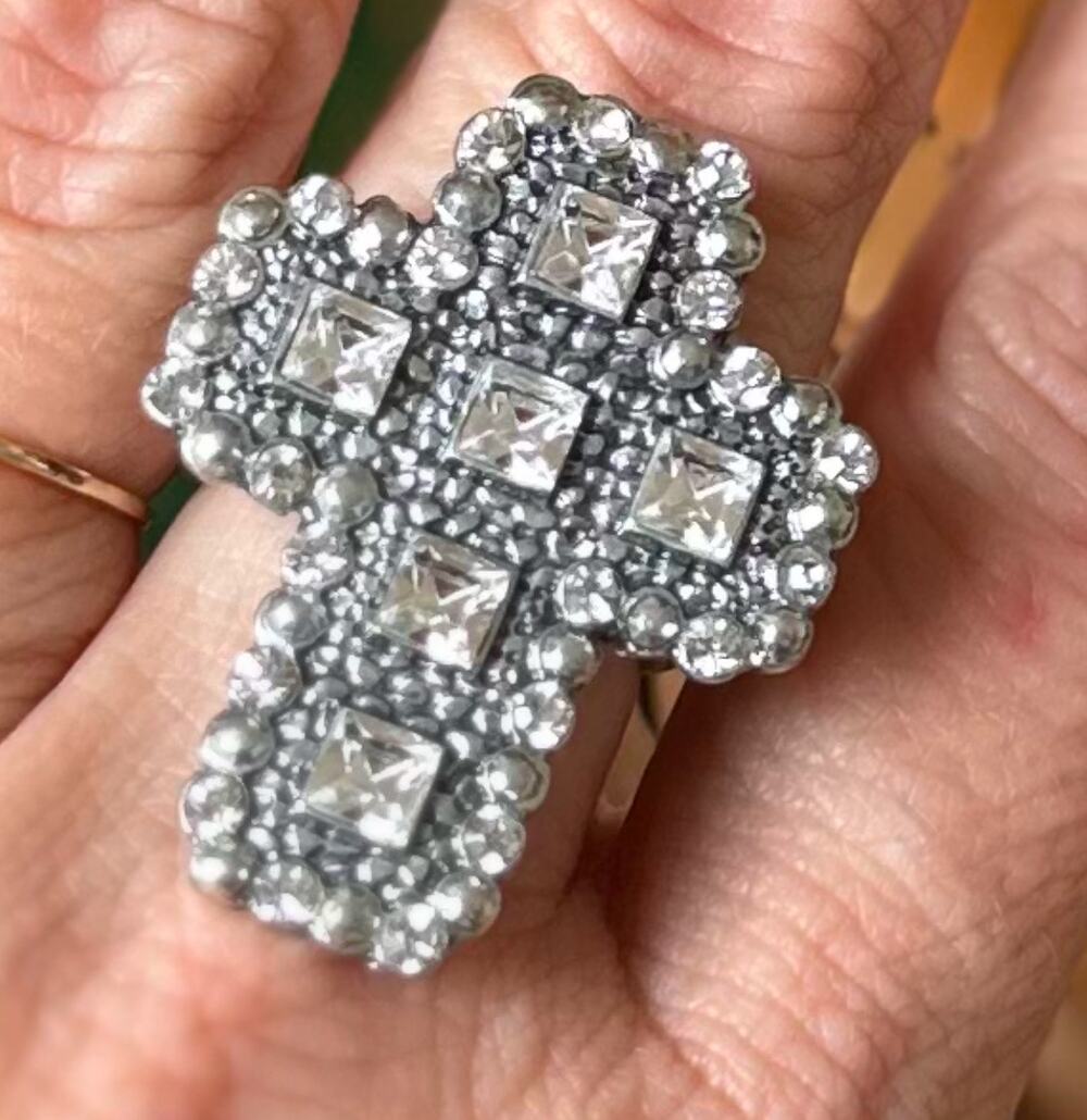 BOGO FREE CRYSTAL CROSS STRETCH RING